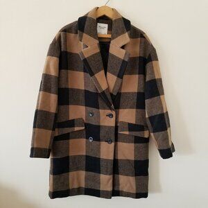 Abercrombie & Fitch Oversized Plaid Checkered Wool-Blend Coat Size Small